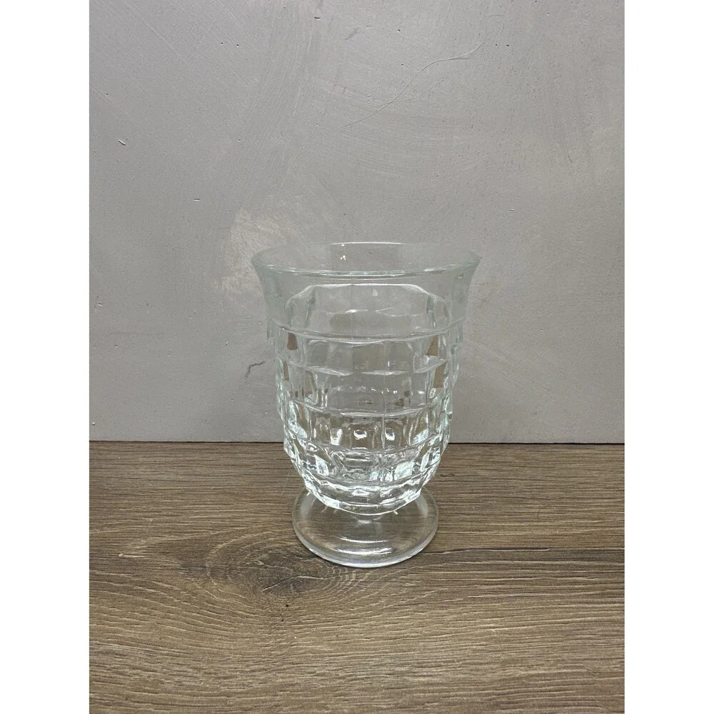 Vintage 1960s Indiana Glass Whitehall Cubist Clear Glass Set Mid Century